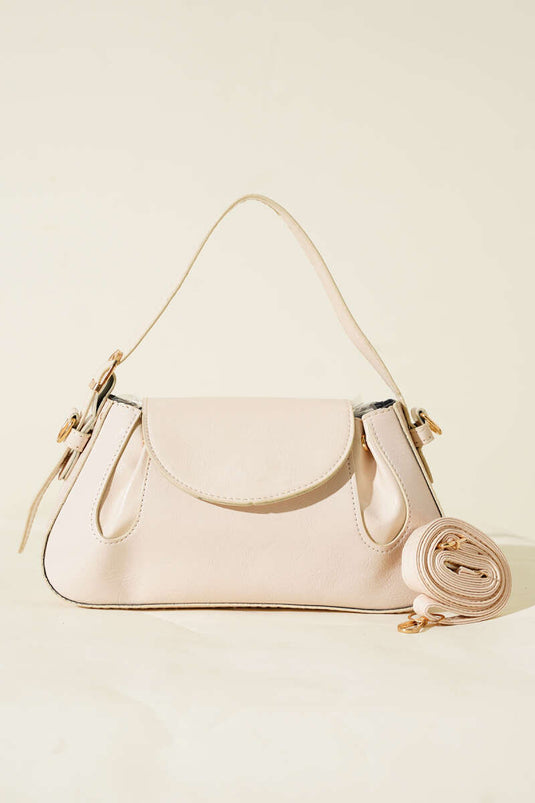 Sac en cuir verni crème avec fermeture latérale