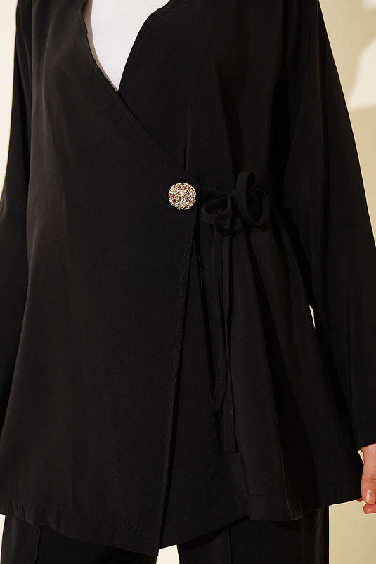 Ensemble double en modal noir avec boutons latéraux et lien