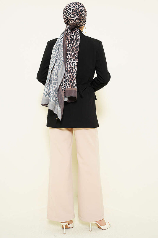 Blazer con cintura e bottoni laterali nero