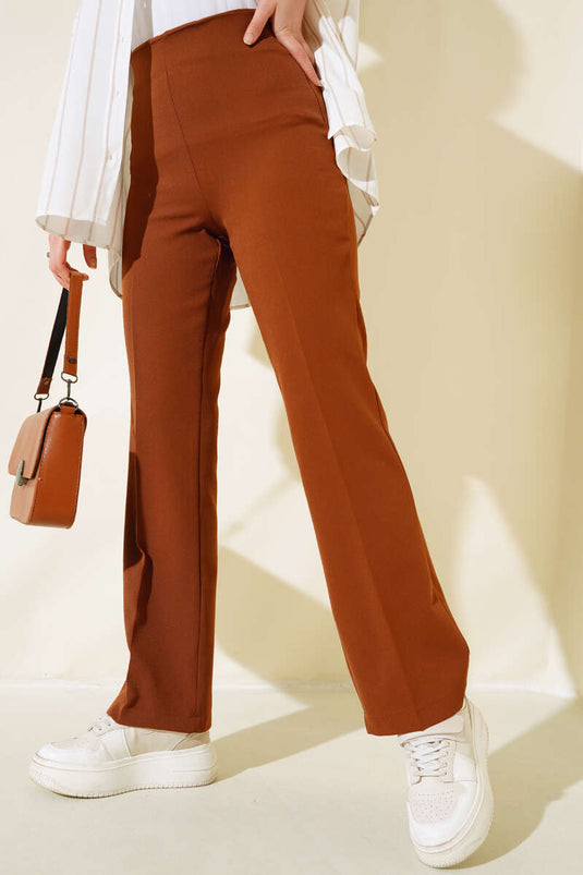 Pantalon à fermeture éclair latérale Tan