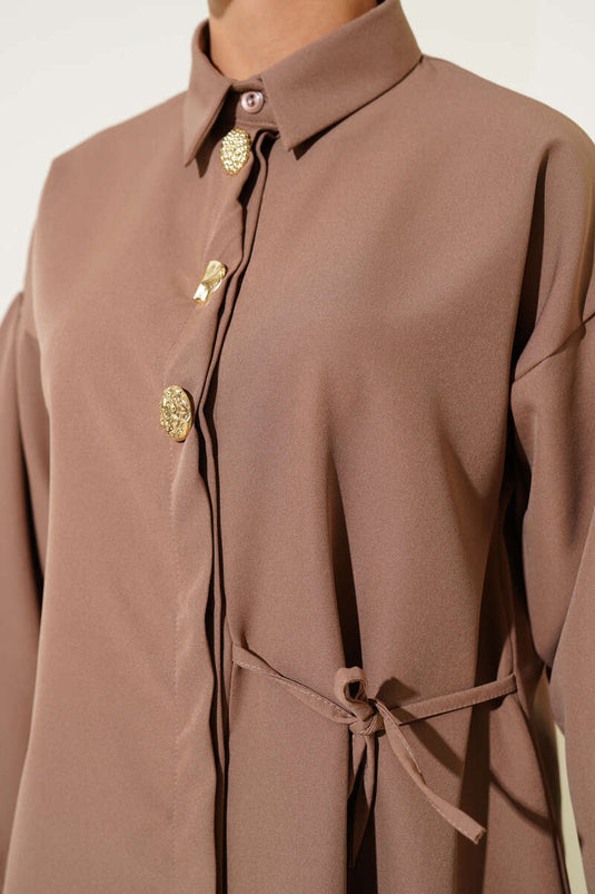 Ensemble latte boutonné à double boutonnage avec corde latérale