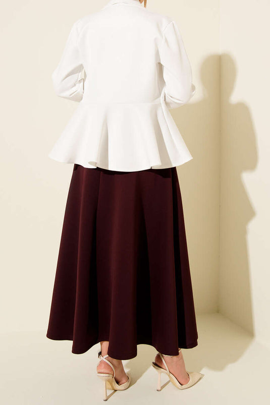 تنورة غوص برباط جانبي، لون عنابي