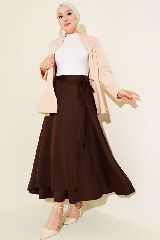 تنورة غوص برباط جانبي، بني