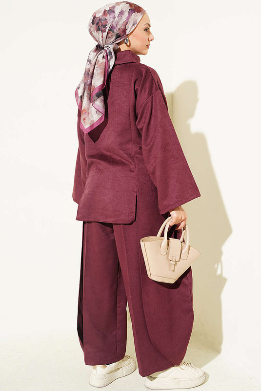 Ensemble Deux Pièces Violet Avec Détails Latéraux