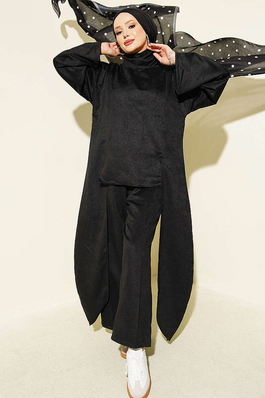 Black Two-Piece Set With Side Detail