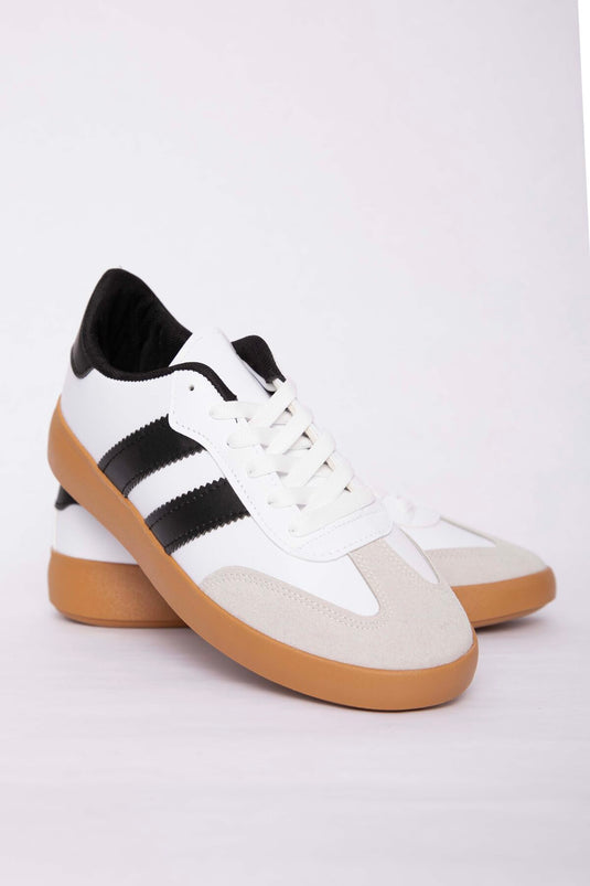 Side Stripe Detailed Sneaker Sports Shoe White - Black