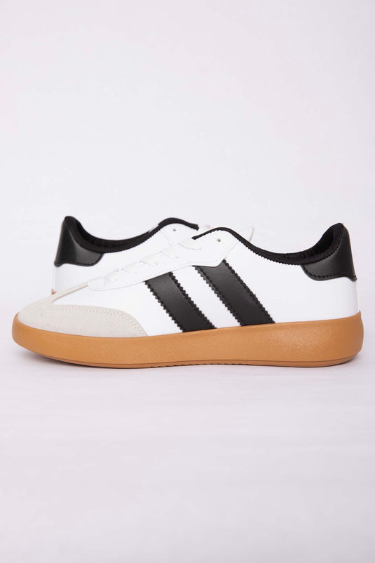 Side Stripe Detailed Sneaker Sports Shoe White - Black