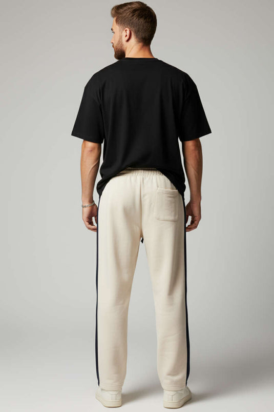 Pantalon de survêtement pour homme avec bande latérale, beige
