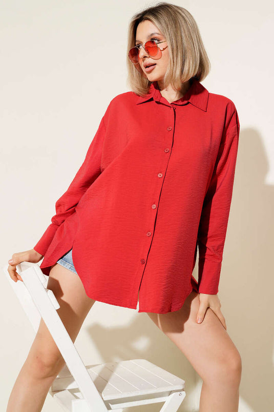 Side Slit Shirt Burgundy