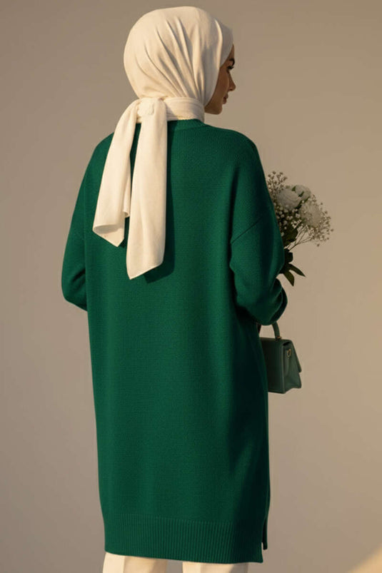 Tunique longue en tricot doux avec fente latérale Nefti