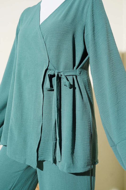 Conjunto de dos piezas Ayrobin con lazo lateral, color menta