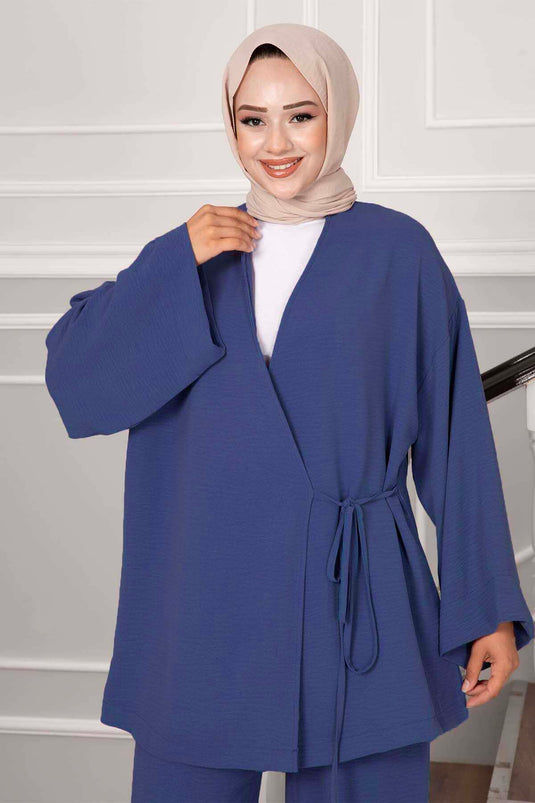 Ensemble hijab Aerobin deux pièces à nouer sur le côté Indigo