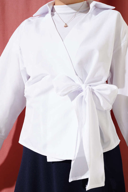 Side Tie Blouse White
