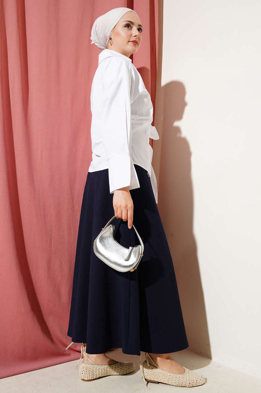 Yandan Bağlamalı Bluz Beyaz