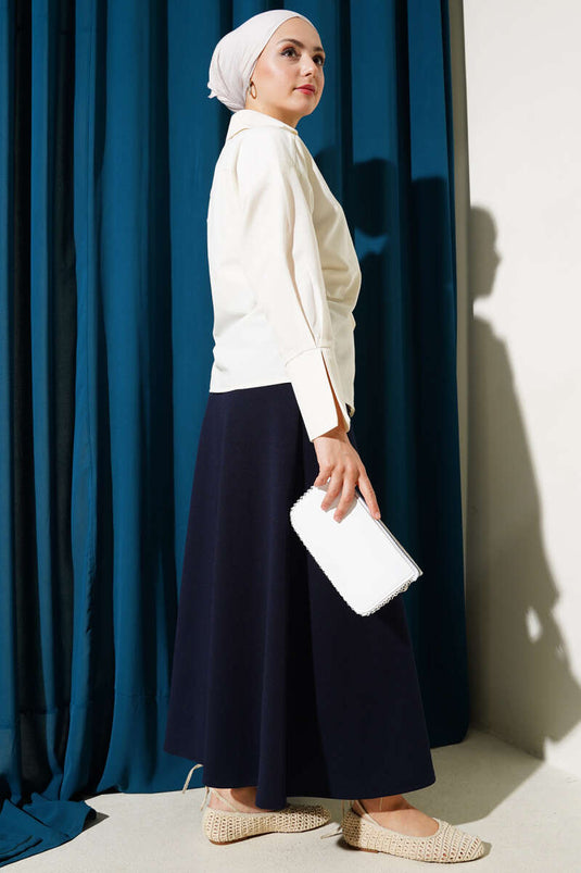 Yandan Bağlamalı Bluz Ekru