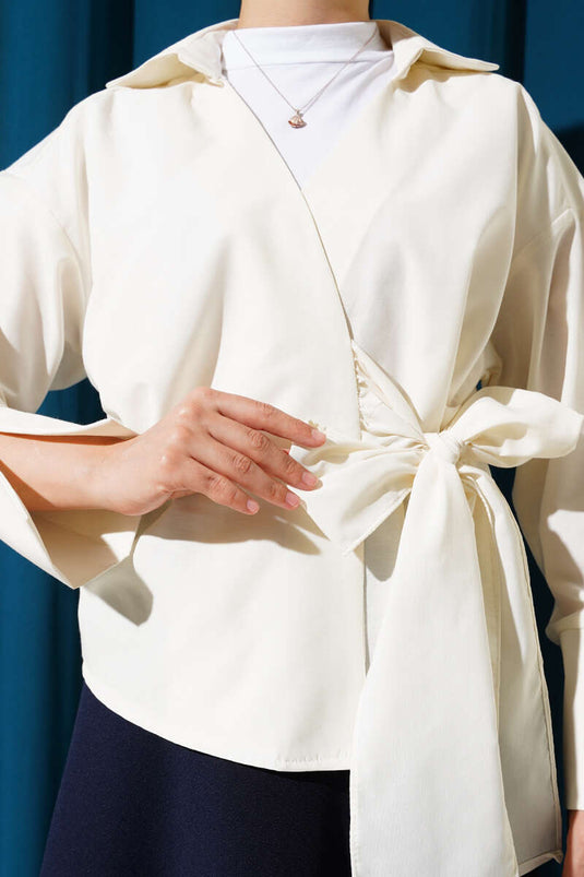 Side Tie Blouse Ecru