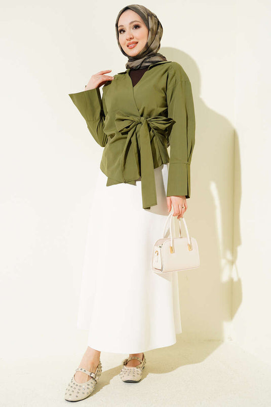 Side-Tie Blouse Khaki