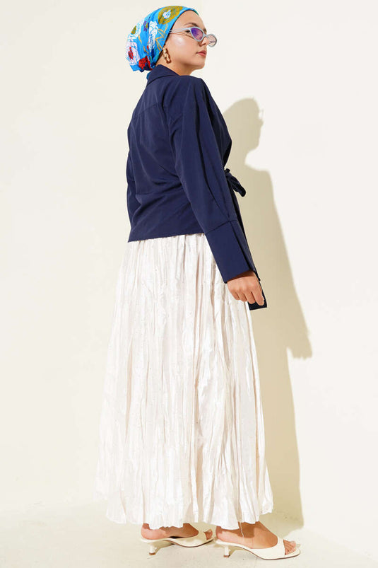 Yandan Bağlamalı Bluz Lacivert