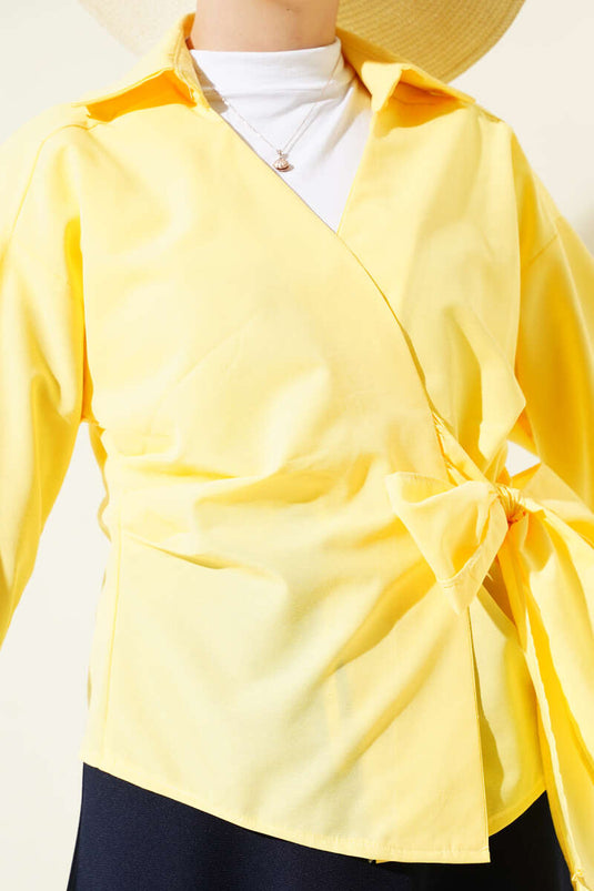 Side Tie Blouse Yellow