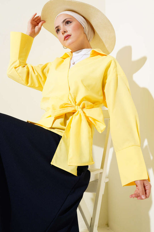 Side Tie Blouse Yellow