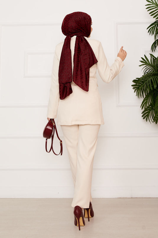 Side Tie Jacket Set Cream