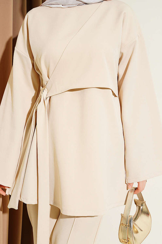 Ensemble double à nouer sur le côté beige