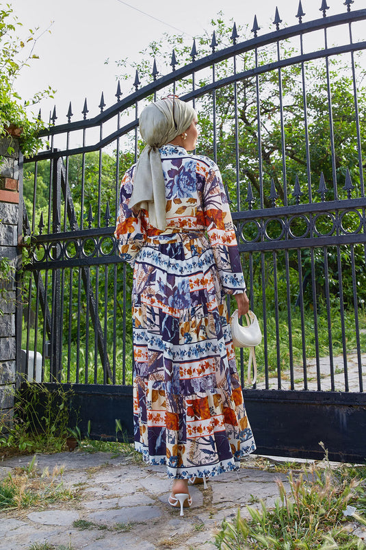 Costume en viscose à jupe et motifs noués sur le côté, bleu marine