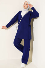Ensemble Deux Pièces En Tricot À Nœud Marine
