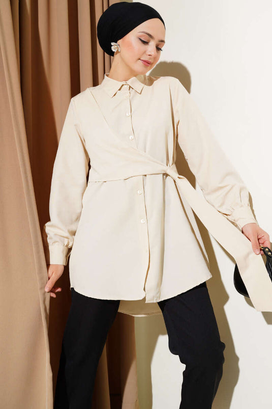 Side Tie Tunic Beige