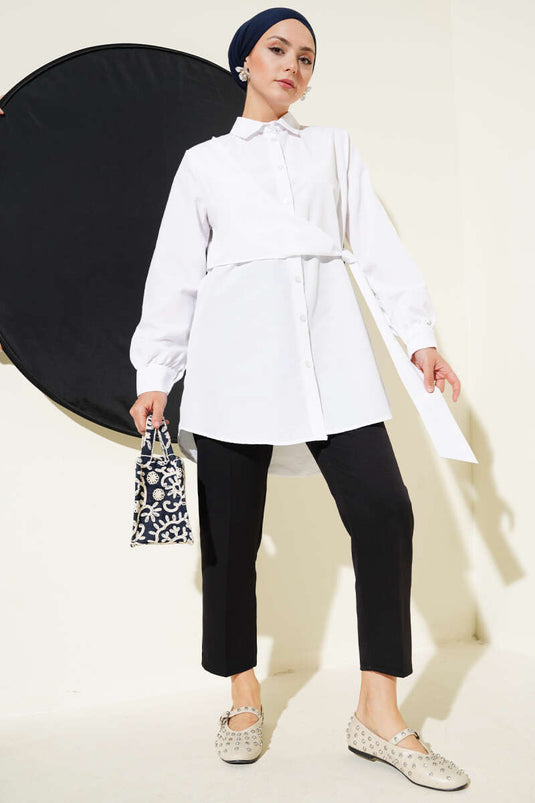 Side Tie Tunic White