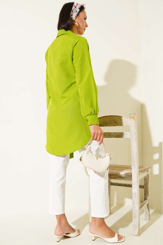 Side Tie Tunic Pistachio Green
