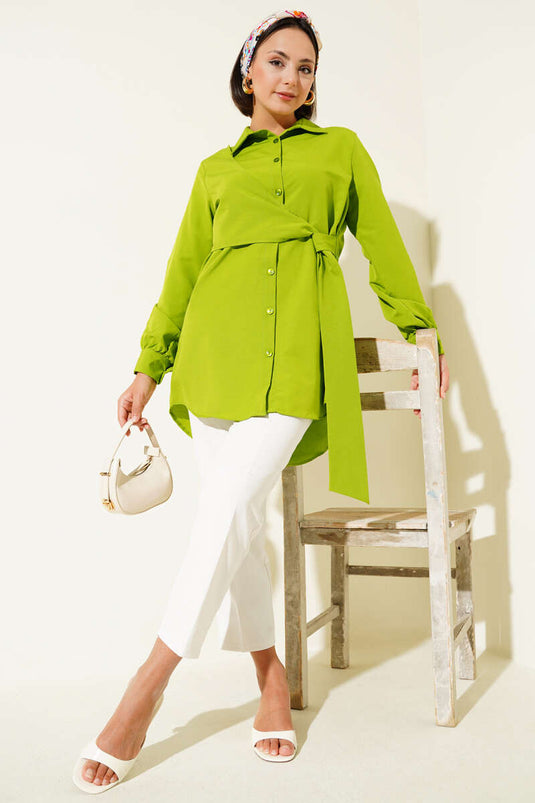 Side Tie Tunic Pistachio Green