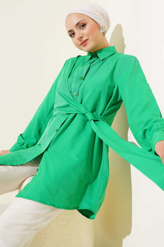 Side Tie Tunic Green