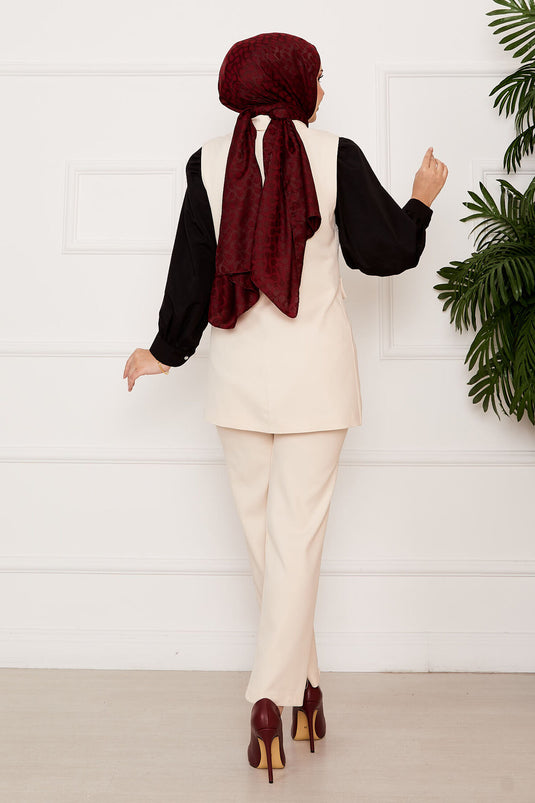 Side Tie Vest Set Cream