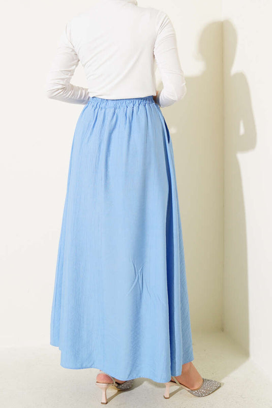 Flared Skirt with Side Pocket Detail Blue