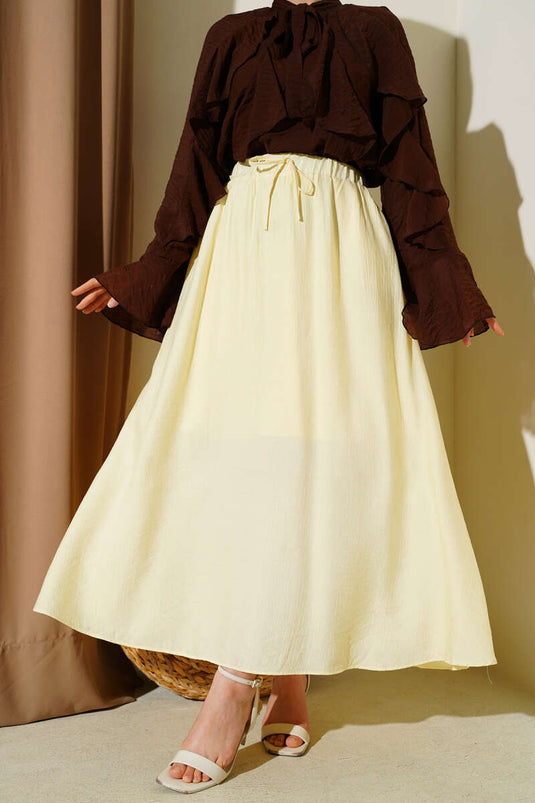Flared Skirt with Side Pocket Detail Yellow