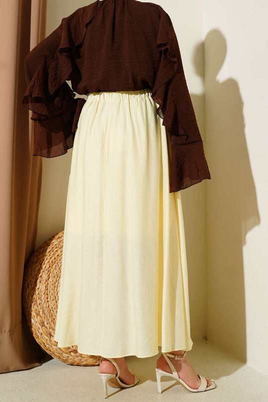 Flared Skirt with Side Pocket Detail Yellow