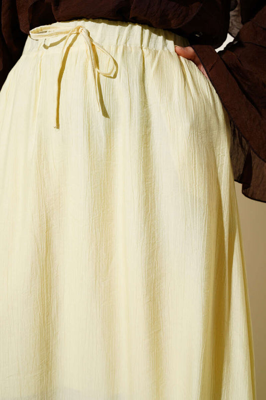 Flared Skirt with Side Pocket Detail Yellow