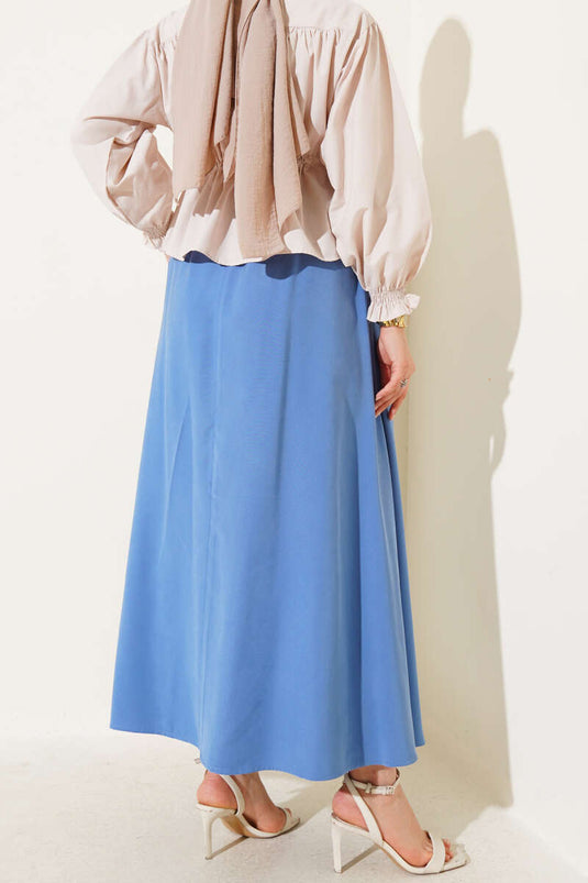 تنورة أساسية نيلي مع جيوب جانبية