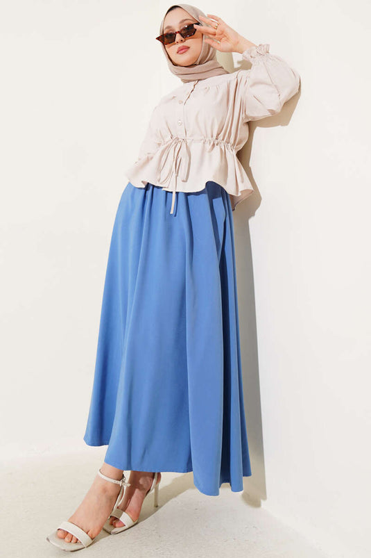 تنورة أساسية نيلي مع جيوب جانبية