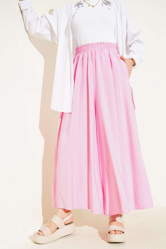 Casual Tencel Trousers with Side Pockets in Pink