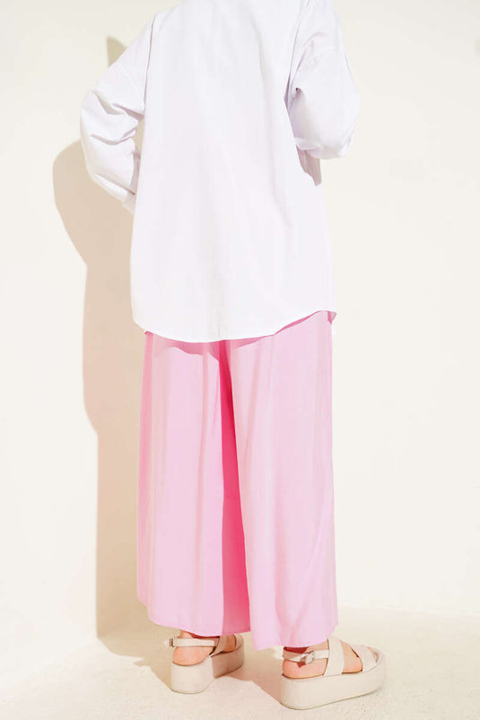 Casual Tencel Trousers with Side Pockets in Pink