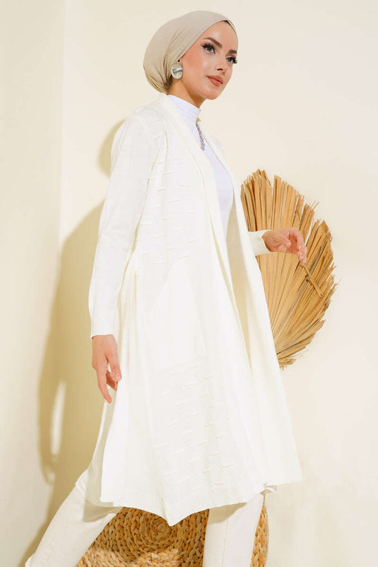 Gilet écru à lacets et coutures latérales