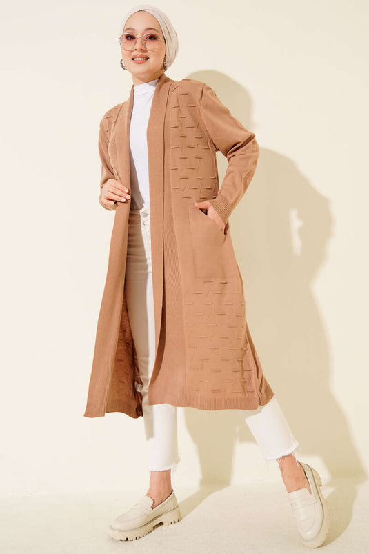 Side-Seam Laced Cardigan Latte