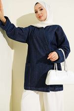 Kimono En Jean À Liens Latéraux Bleu Foncé