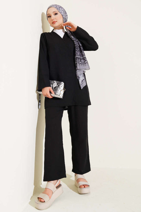 Ensemble de deux pièces basiques à attacher latéralement (noir)