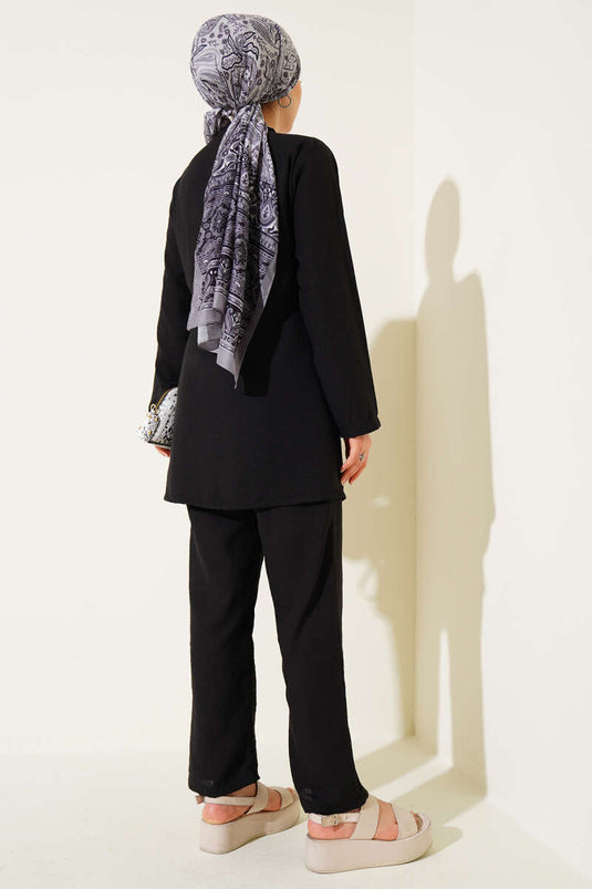 Ensemble de deux pièces basiques à attacher latéralement (noir)