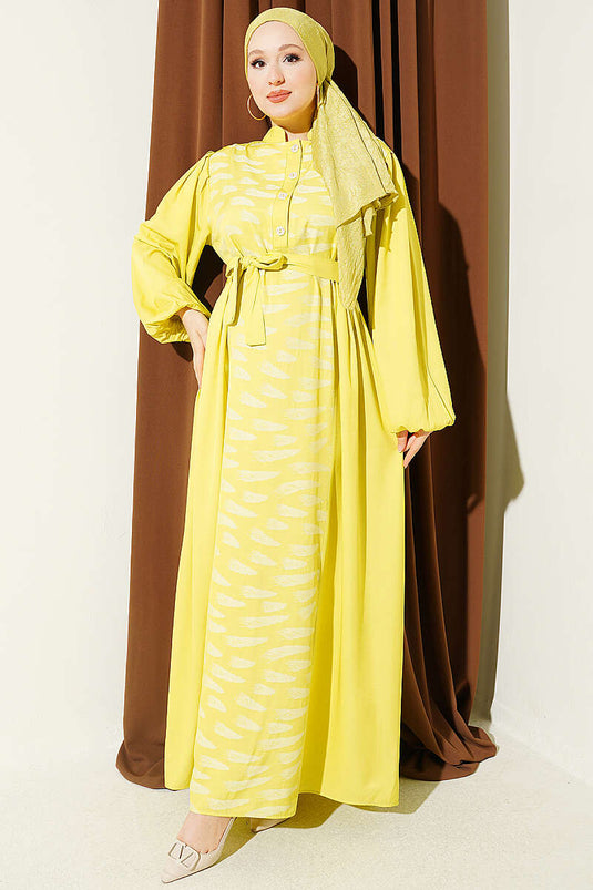 Robe Jacquard Plissée Côté Jaune