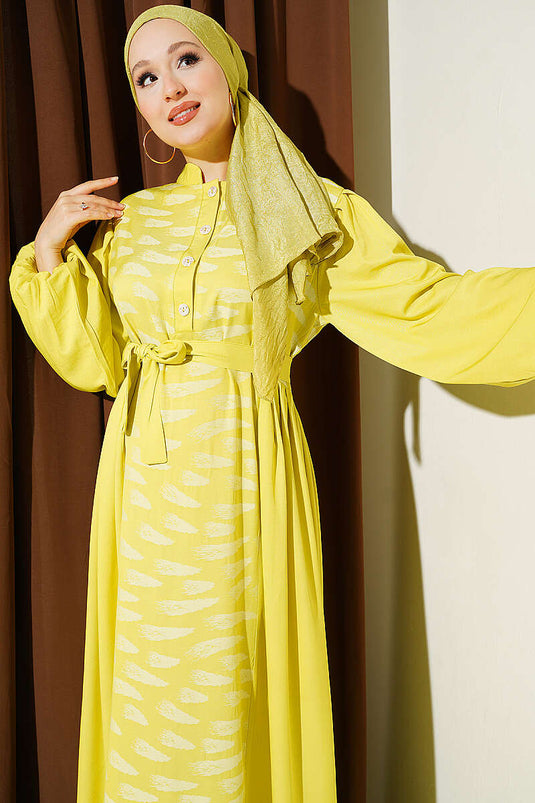 Robe Jacquard Plissée Côté Jaune