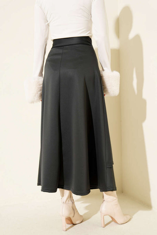 Yanı İp Bağcıklı Scuba Etek Füme